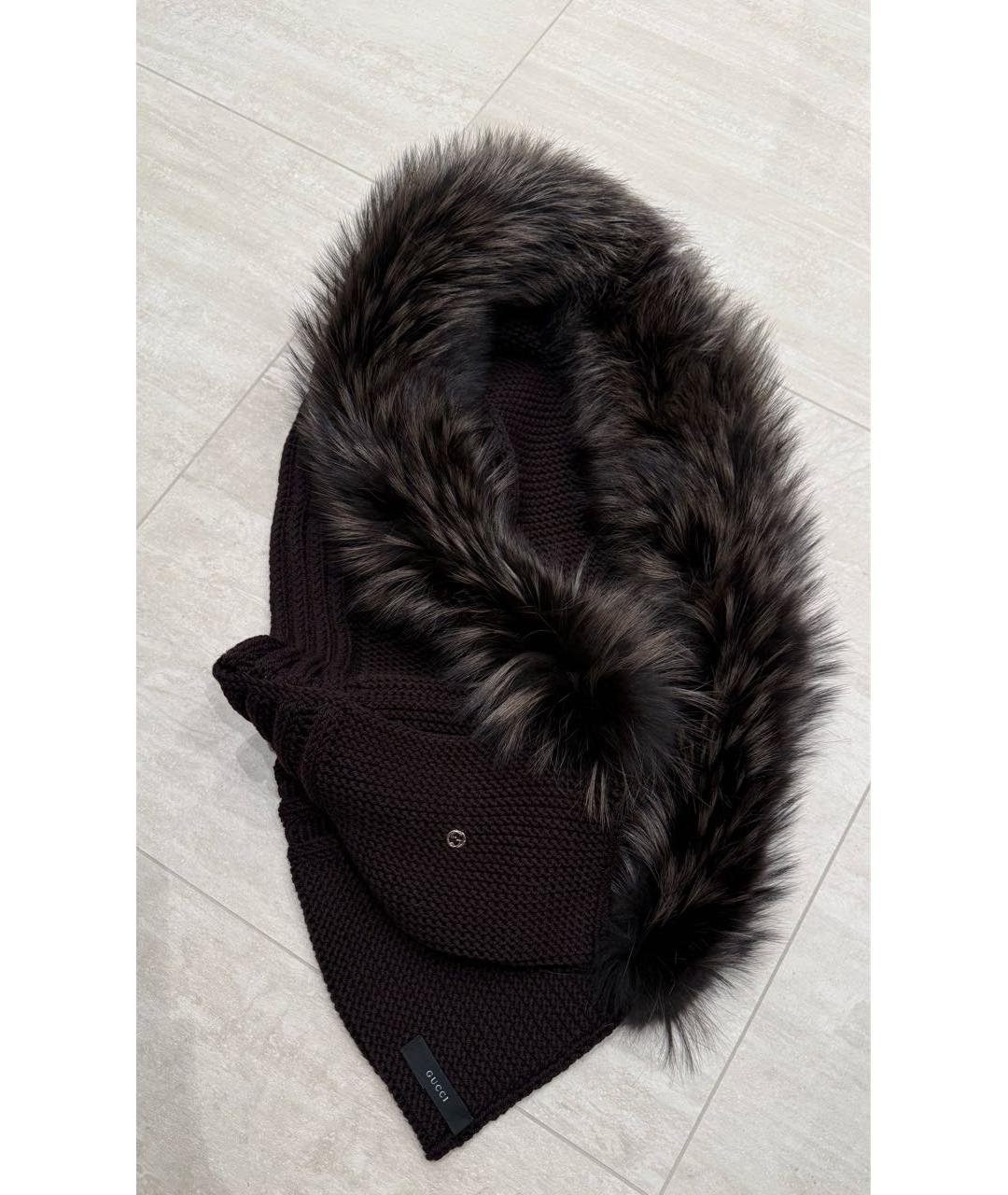 GUCCI Коричневый шерстяной воротник, фото 6