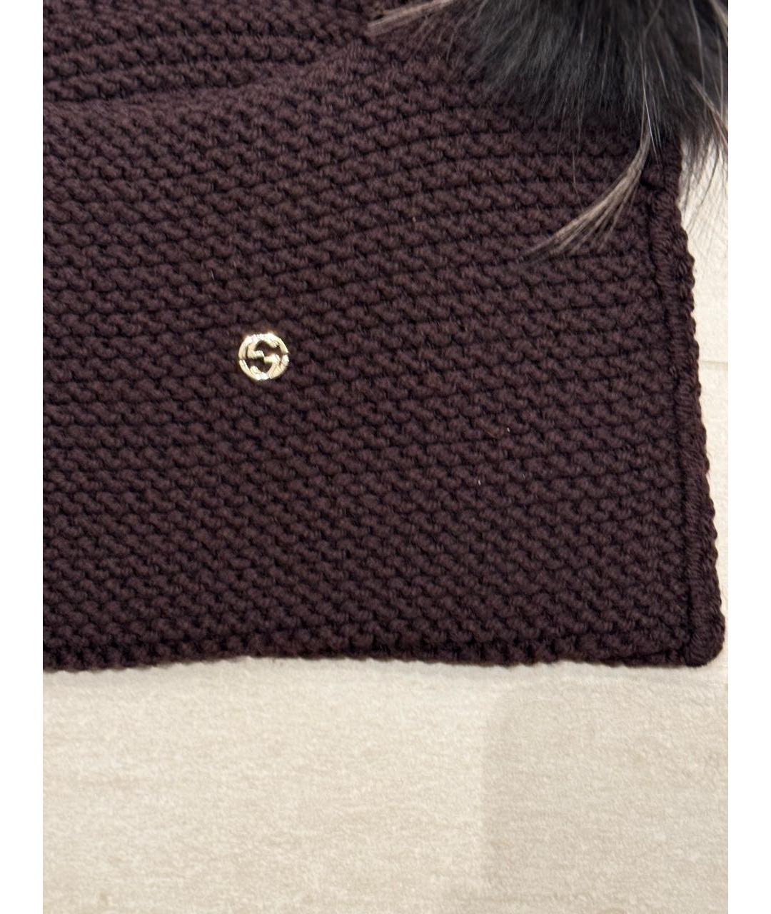 GUCCI Коричневый шерстяной воротник, фото 3