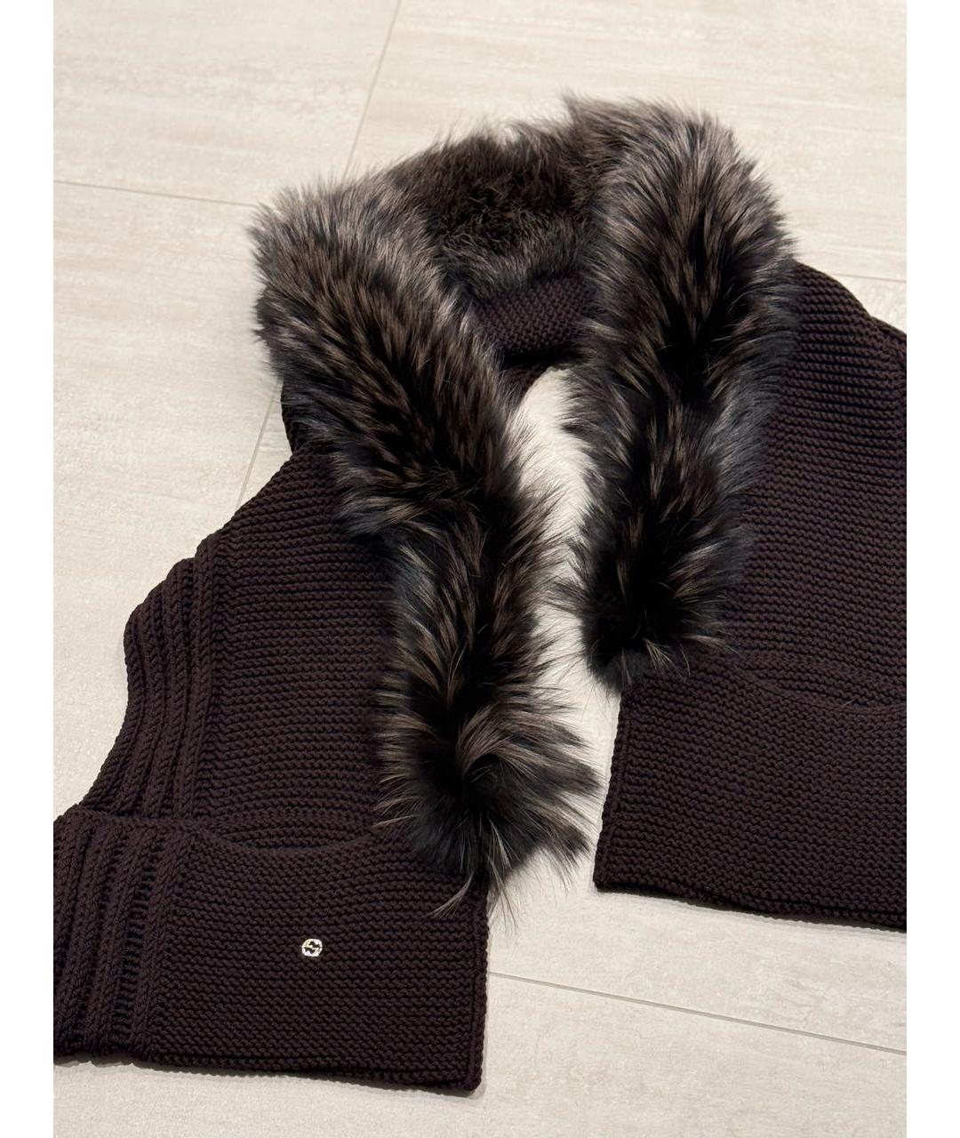 GUCCI Коричневый шерстяной воротник, фото 4