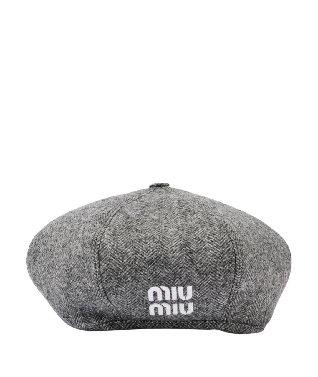 MIU MIU Серая шерстяная шапка, фото 1
