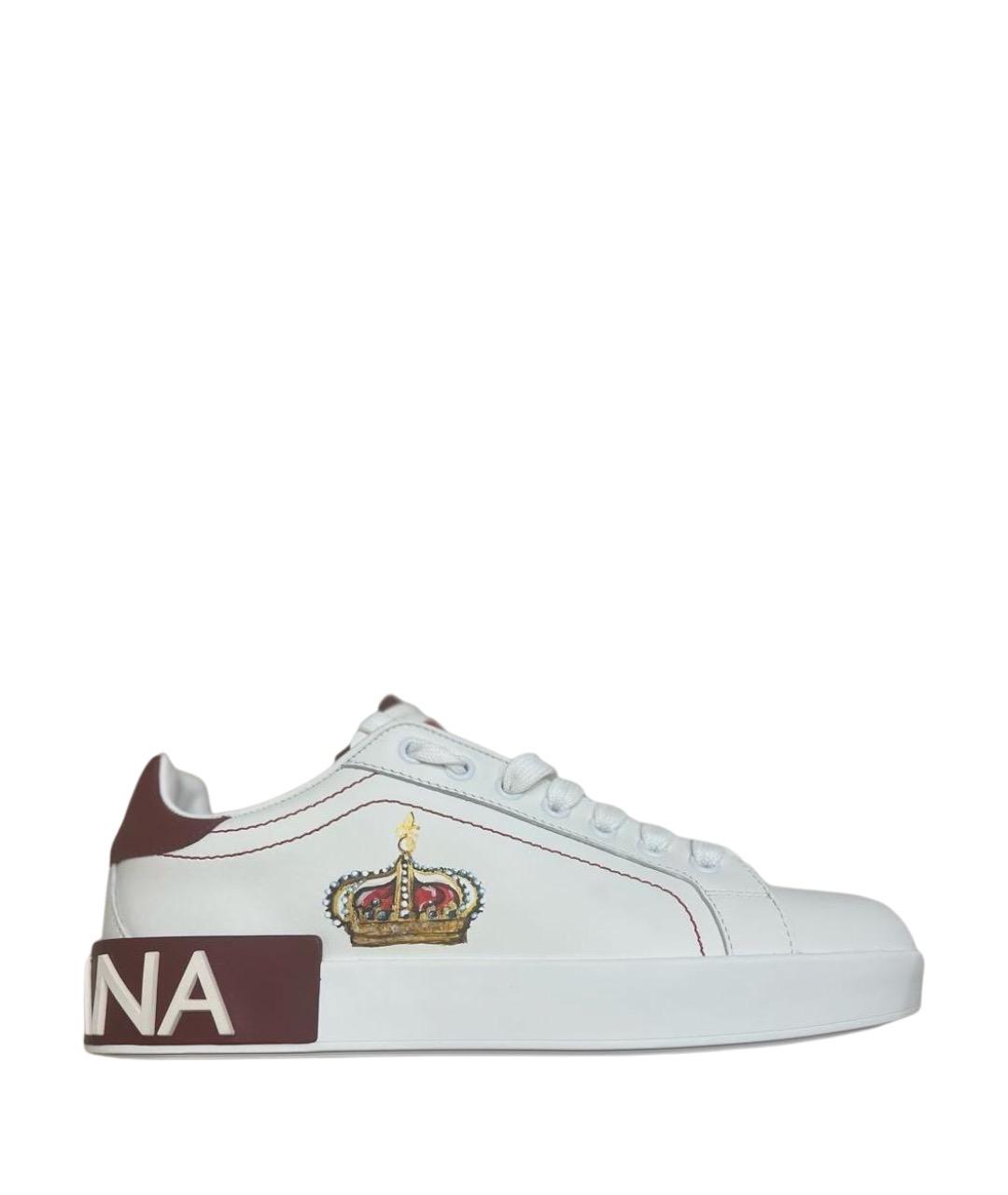 DOLCE&GABBANA Белые кожаные кеды, фото 1