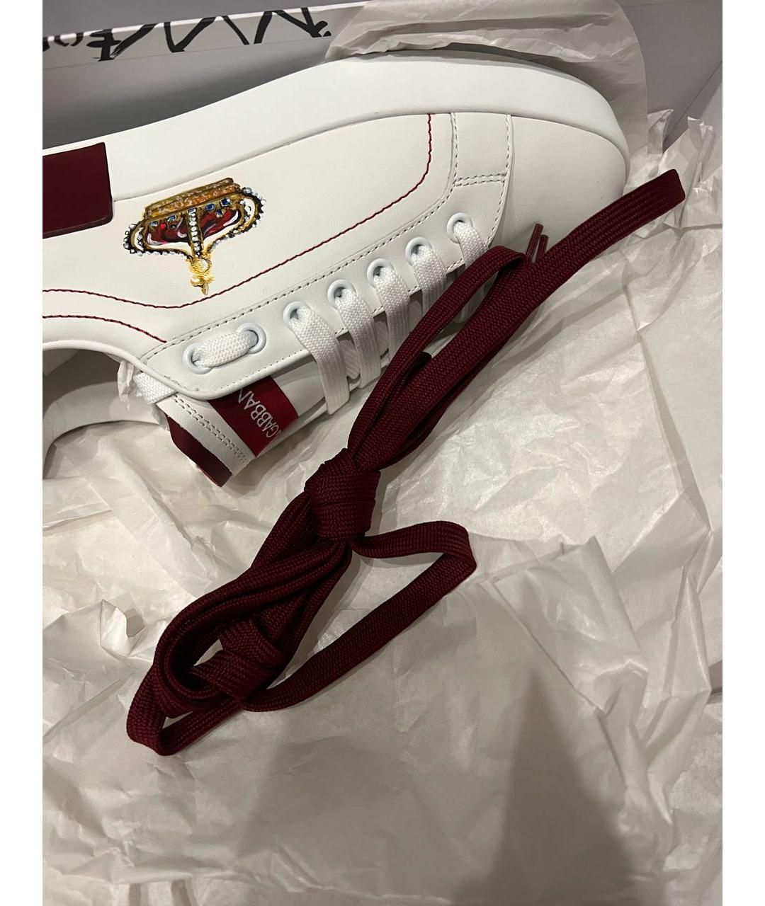 DOLCE&GABBANA Белые кожаные кеды, фото 8