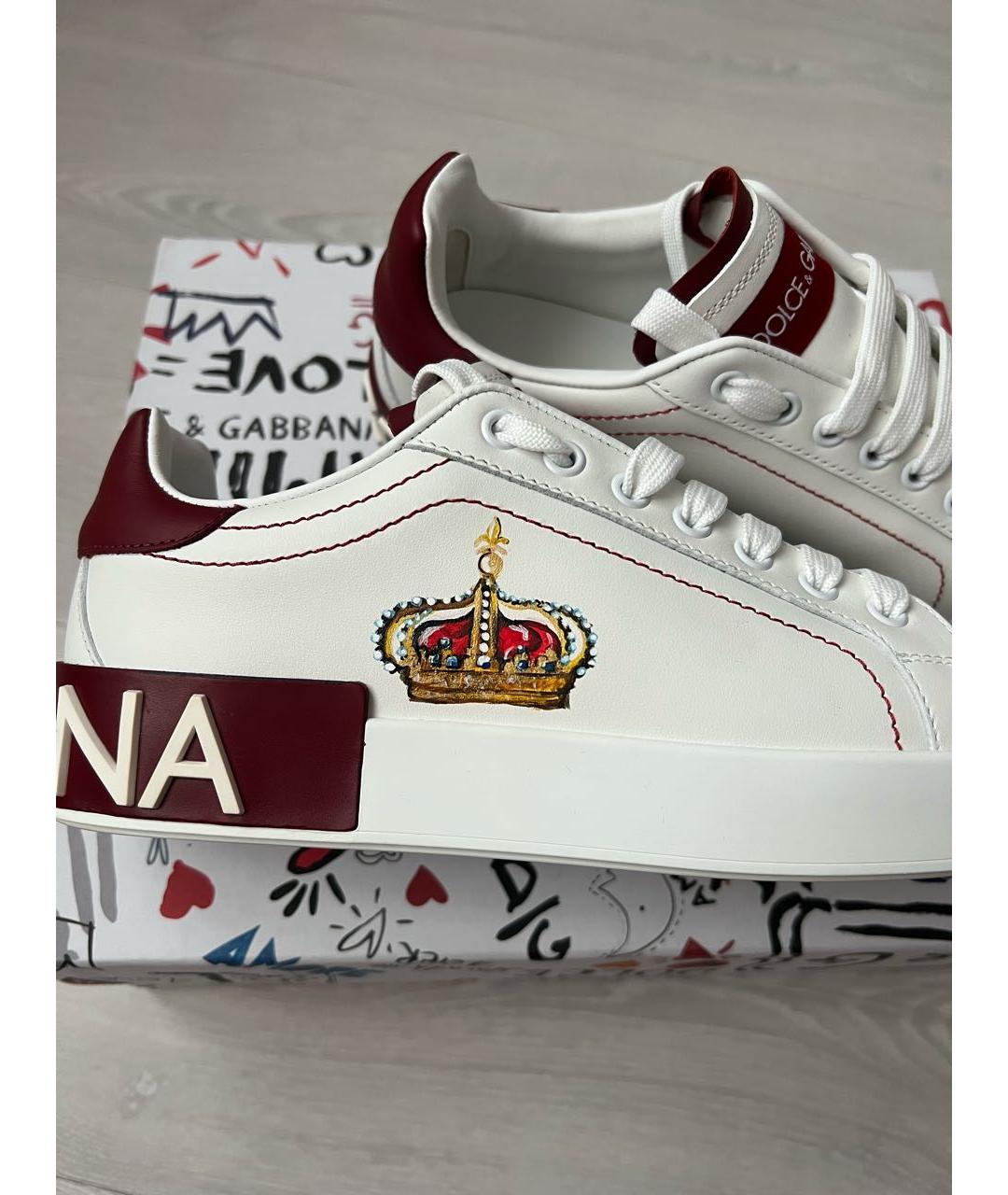 DOLCE&GABBANA Белые кожаные кеды, фото 5