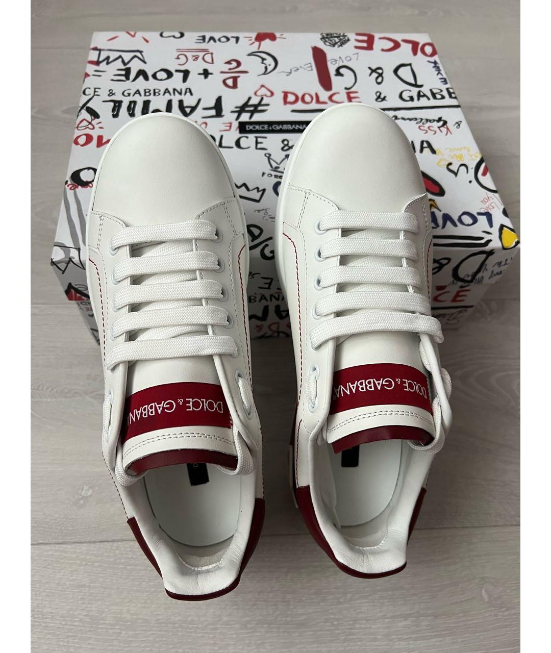 DOLCE&GABBANA Белые кожаные кеды, фото 3