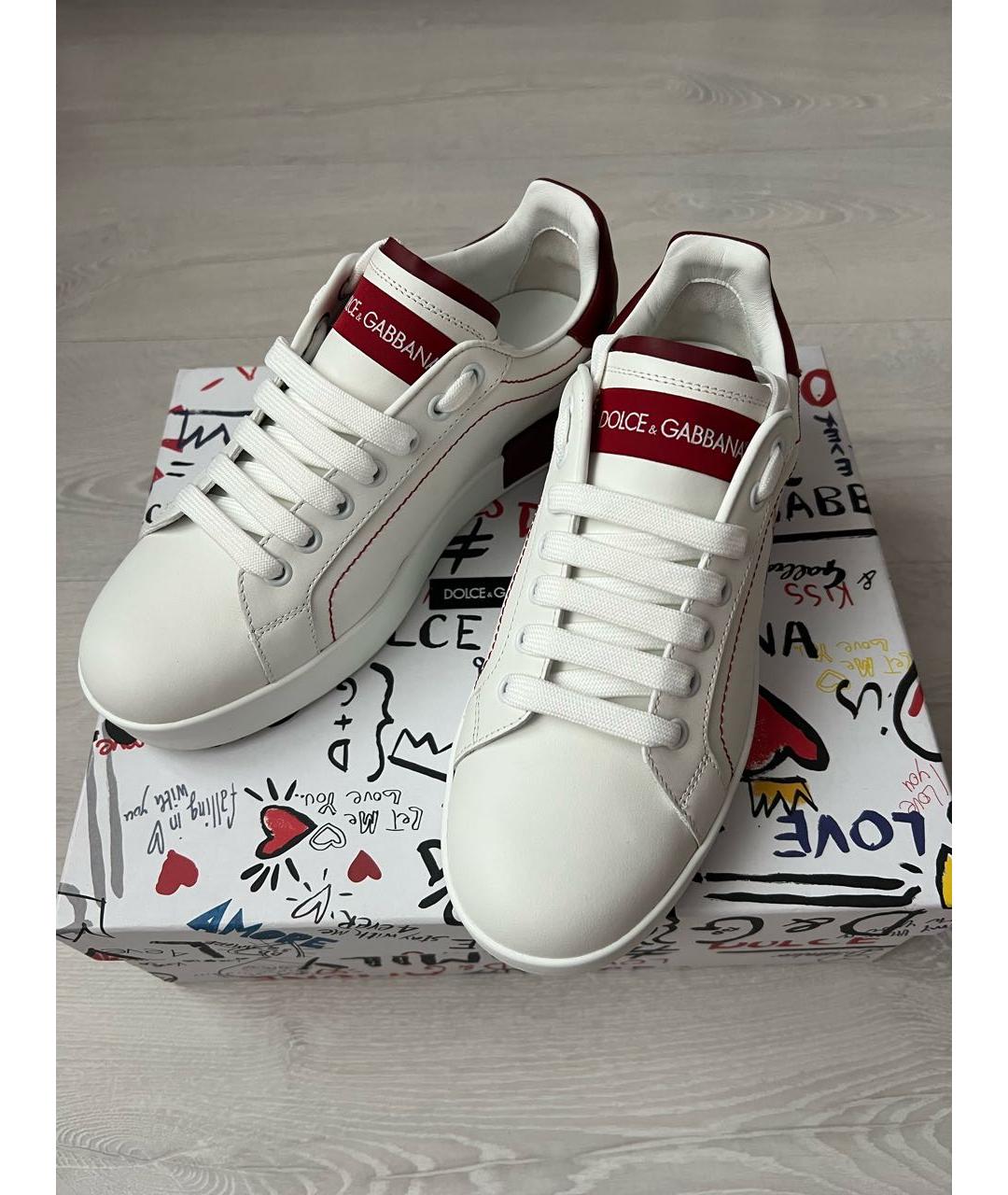 DOLCE&GABBANA Белые кожаные кеды, фото 2