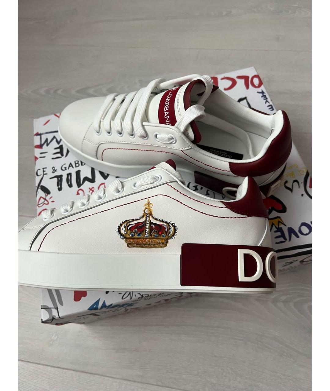 DOLCE&GABBANA Белые кожаные кеды, фото 6