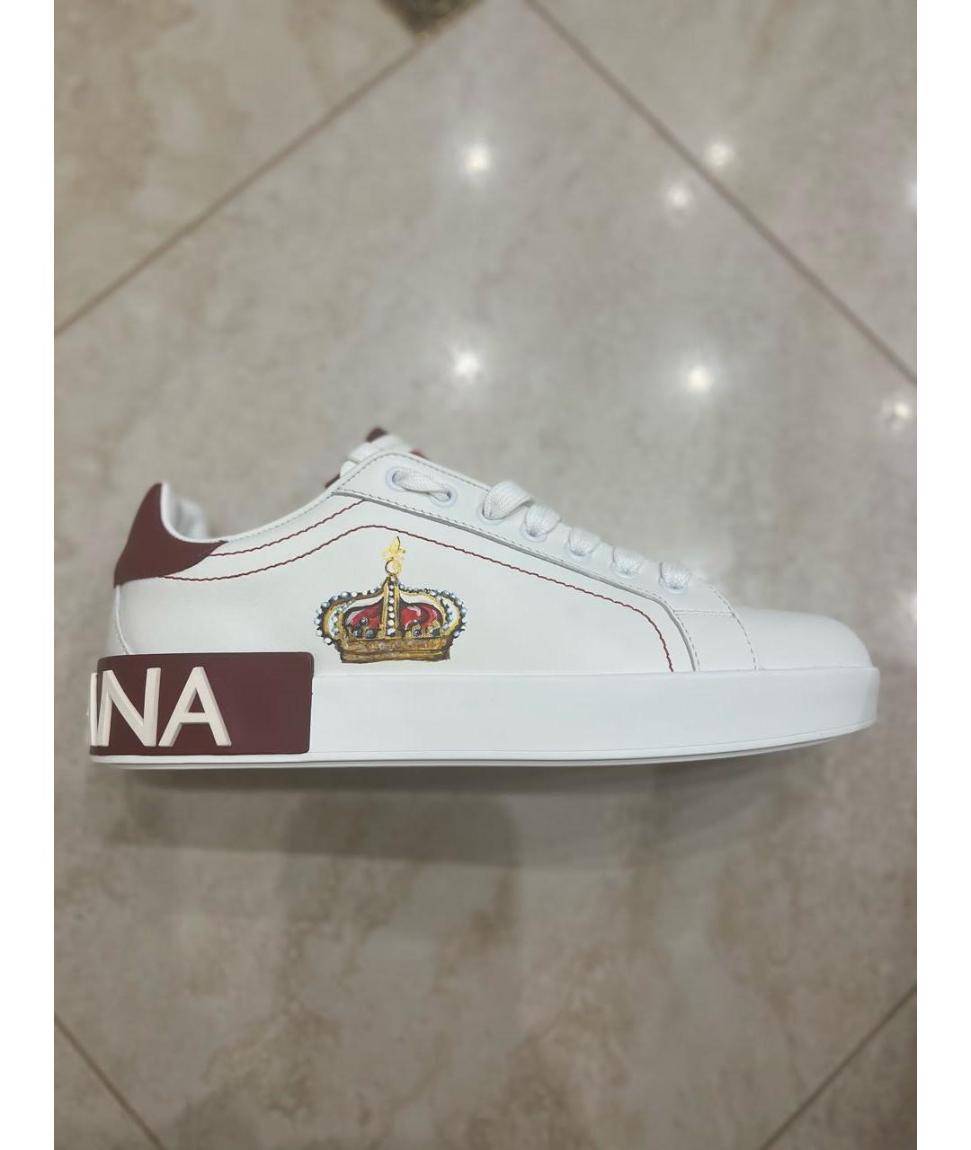 DOLCE&GABBANA Белые кожаные кеды, фото 9