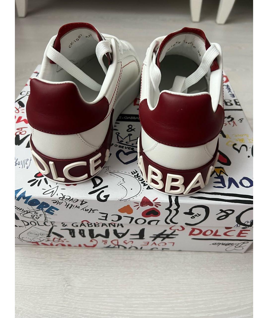 DOLCE&GABBANA Белые кожаные кеды, фото 4