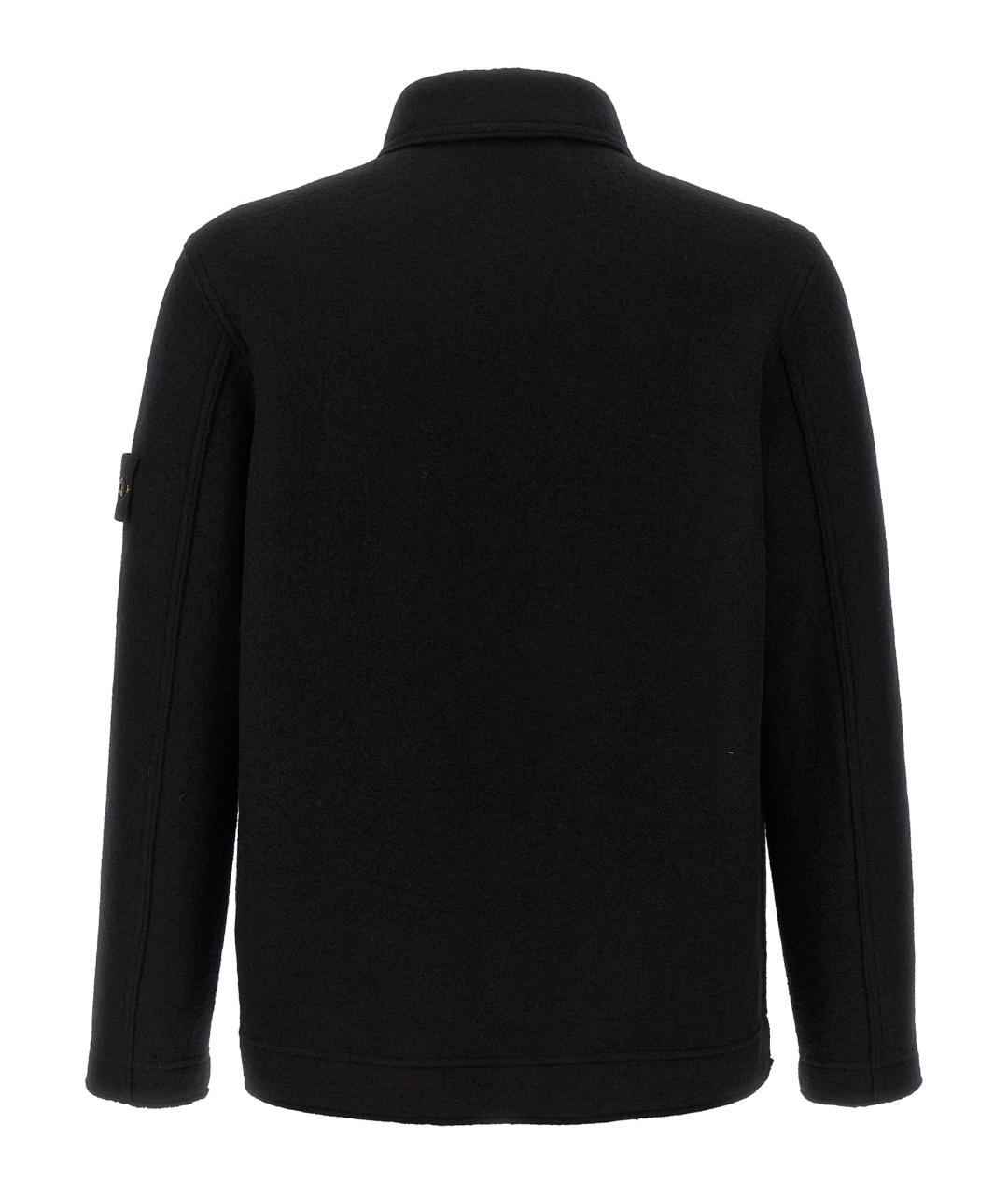 STONE ISLAND Черная шерстяная кэжуал рубашка, фото 2