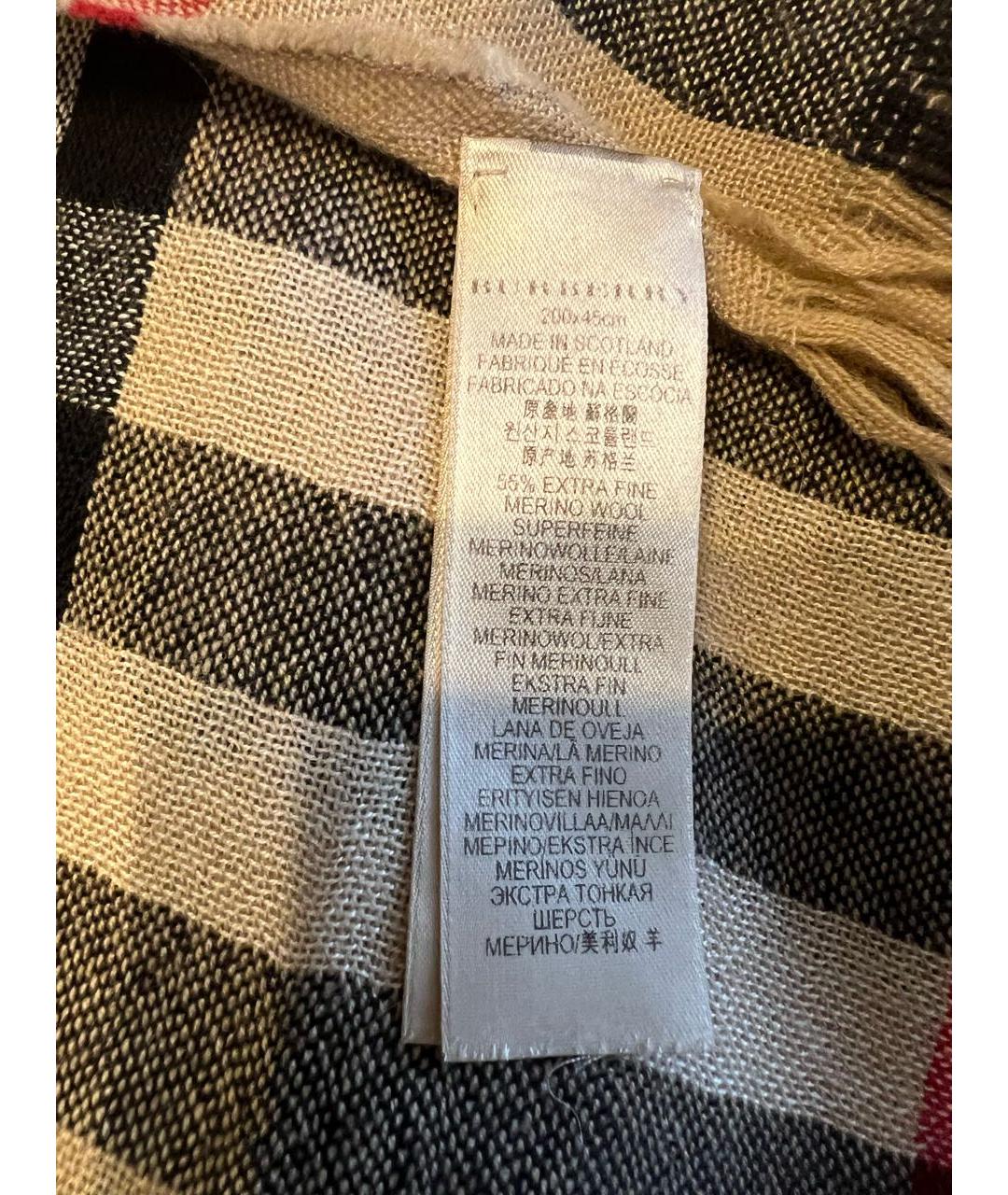 BURBERRY Бежевый шерстяной шарф, фото 2