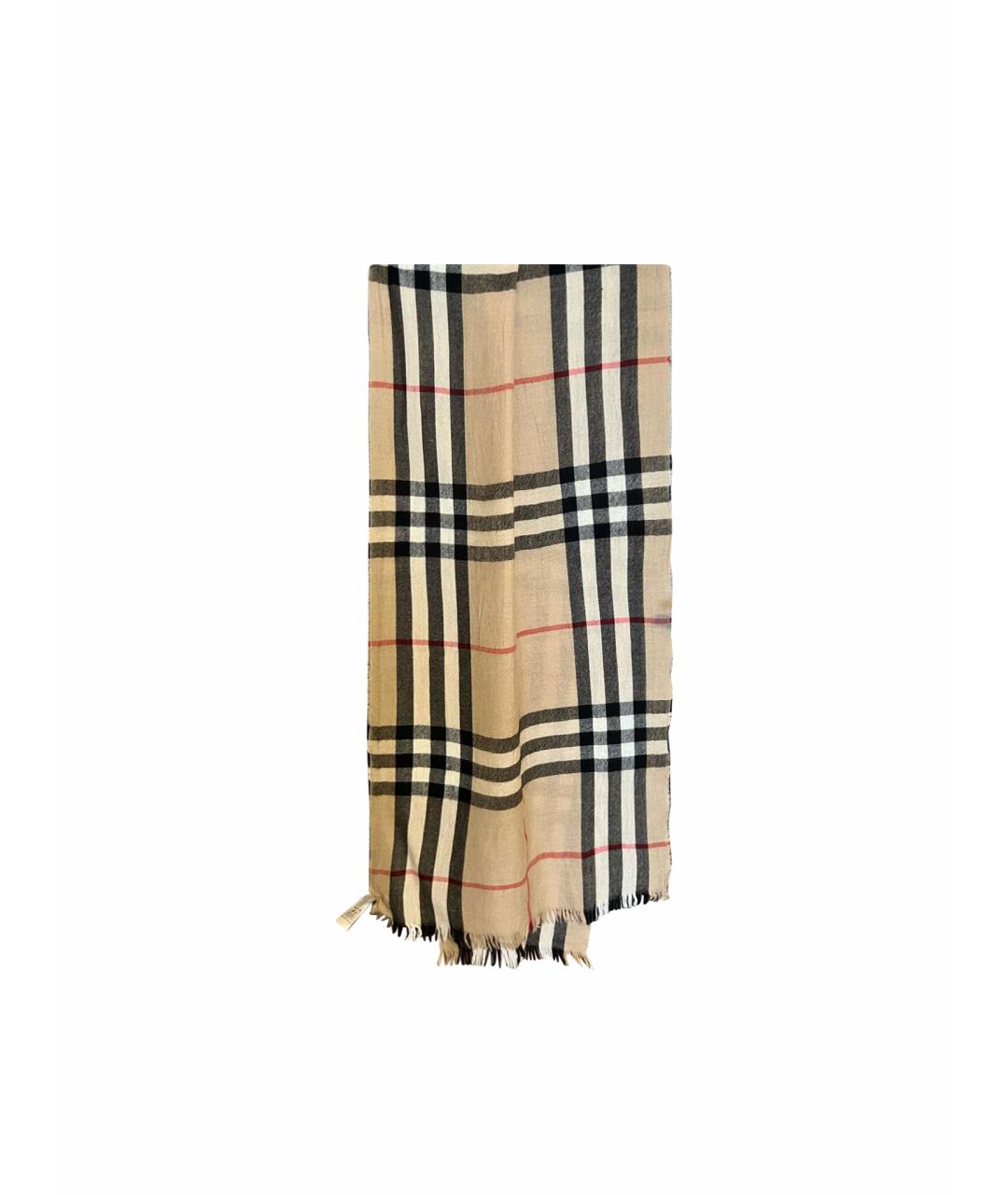 BURBERRY Бежевый шерстяной шарф, фото 1