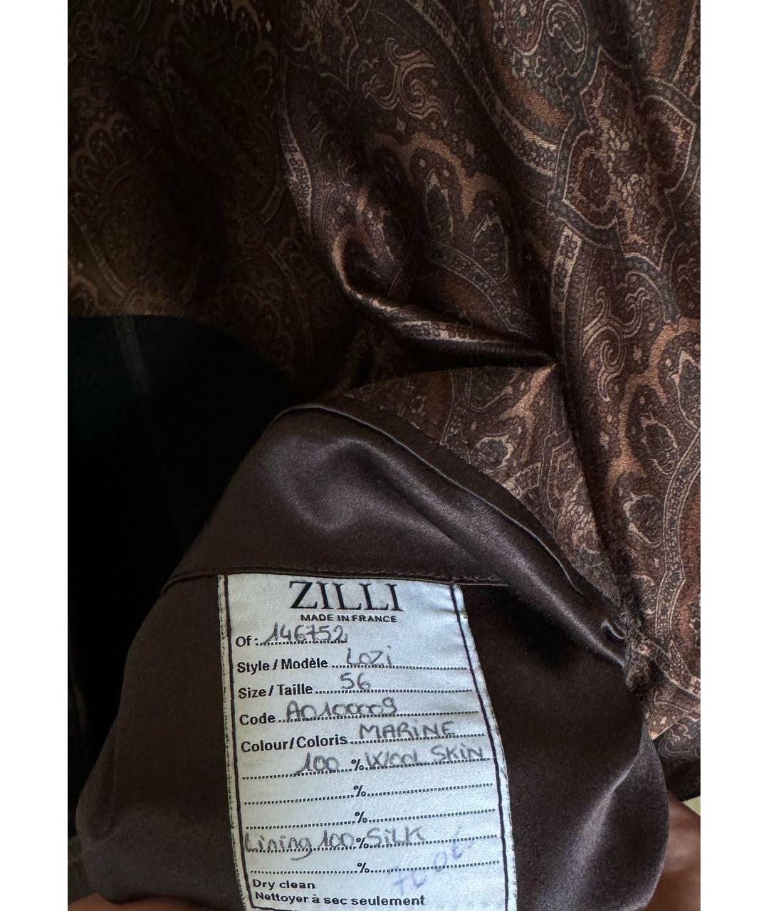 ZILLI Темно-синяя кожаная дубленка/шуба, фото 6