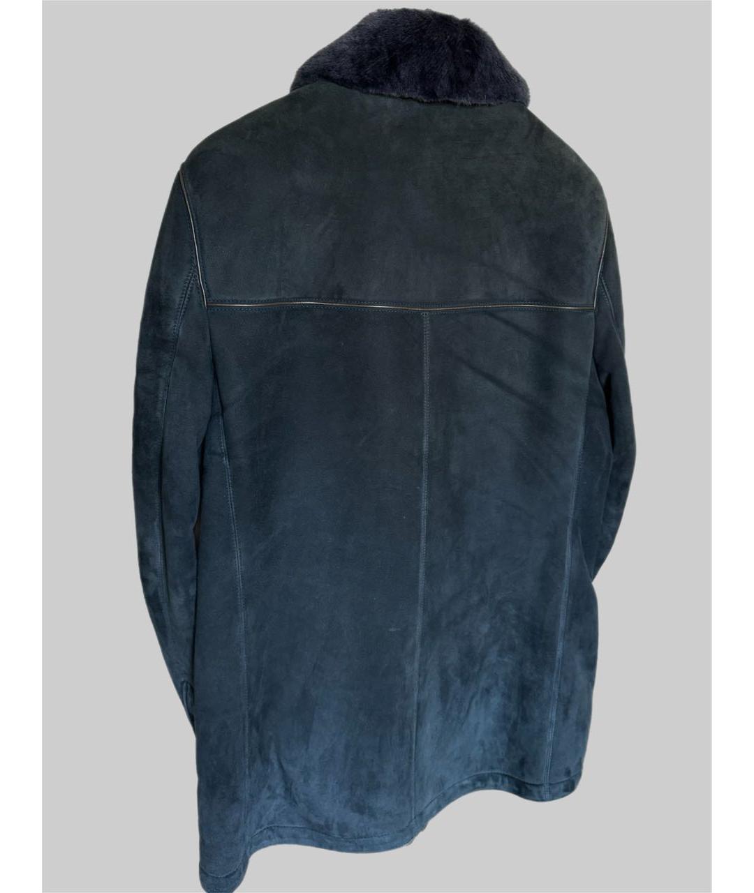 ZILLI Темно-синяя кожаная дубленка/шуба, фото 2