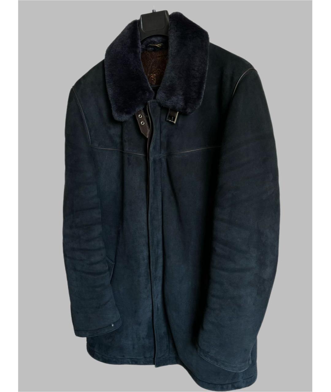 ZILLI Темно-синяя кожаная дубленка/шуба, фото 7