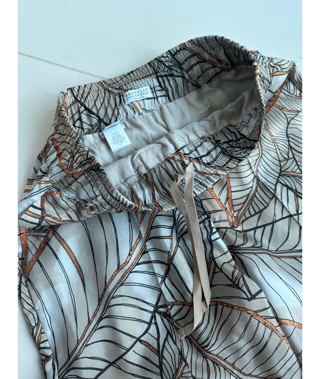 BRUNELLO CUCINELLI Мульти шелковые брюки широкие, фото 4