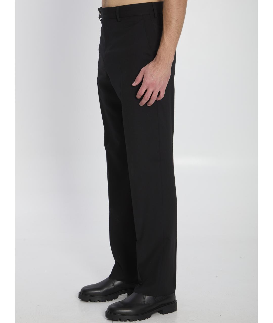 FENDI Черные шерстяные повседневные брюки, фото 2