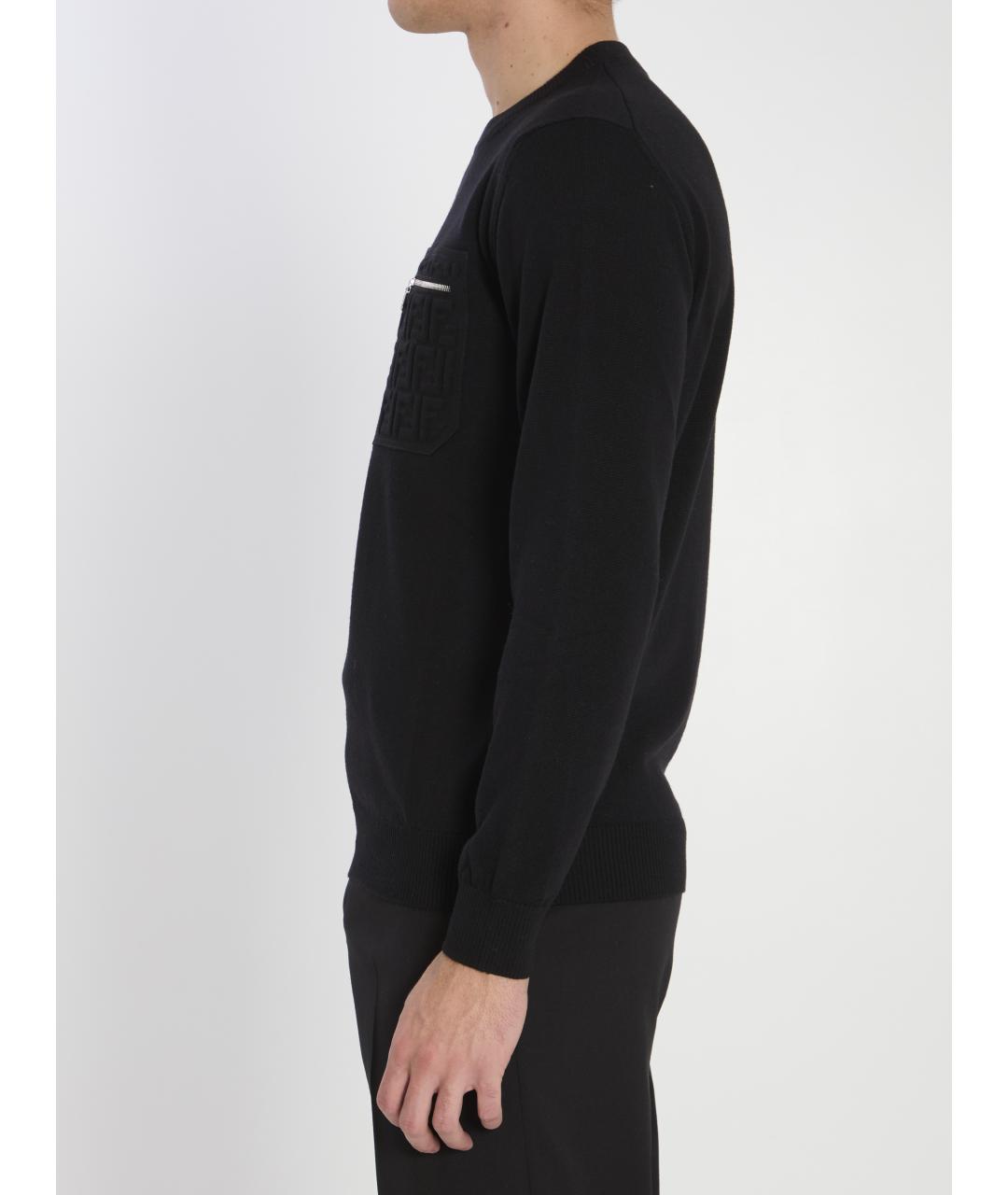 FENDI Черный шерстяной джемпер / свитер, фото 4