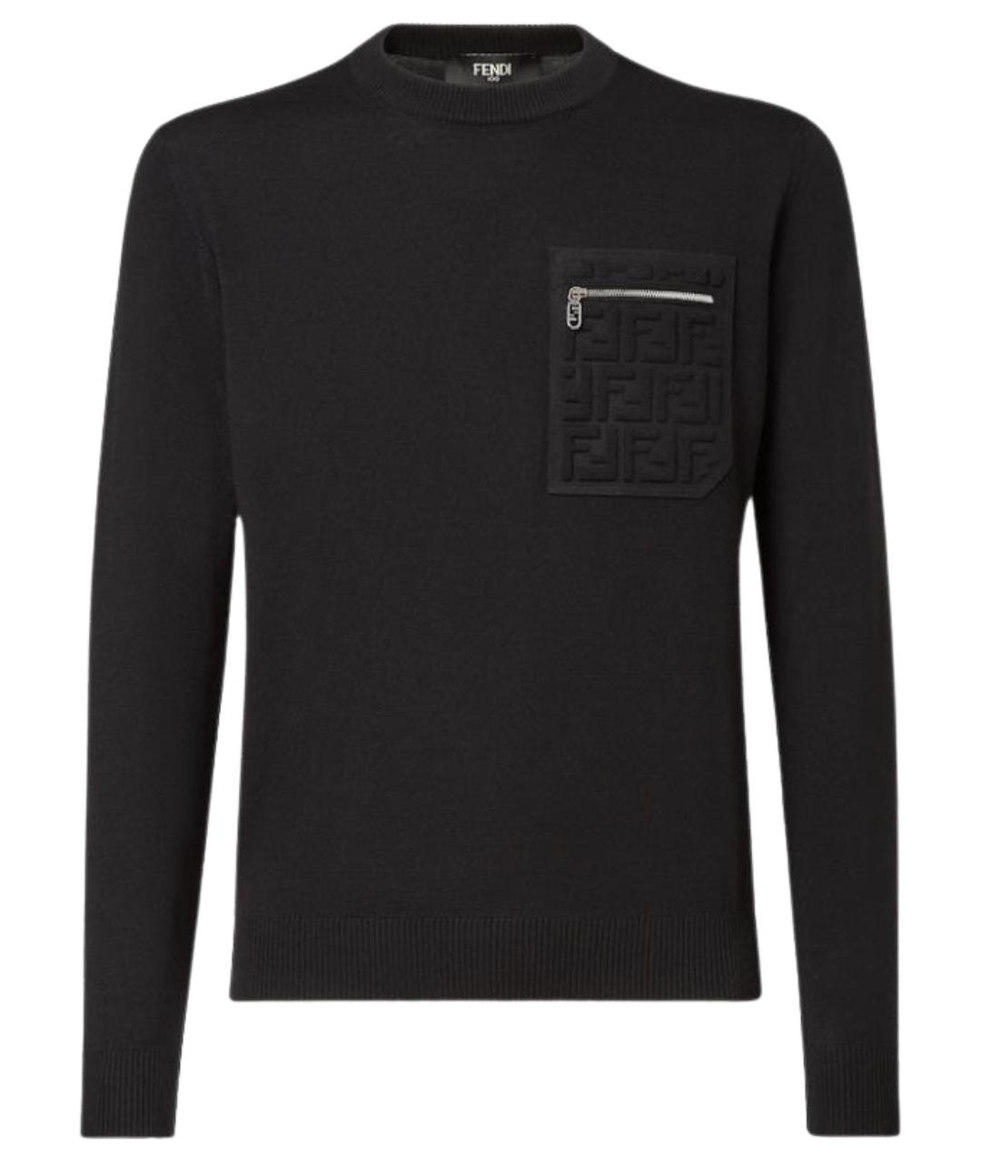 FENDI Черный шерстяной джемпер / свитер, фото 1