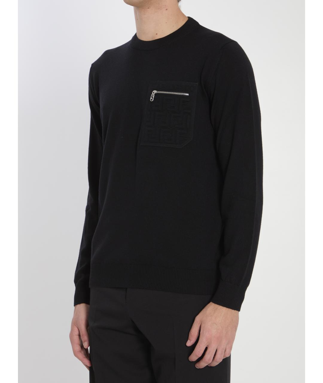 FENDI Черный шерстяной джемпер / свитер, фото 3