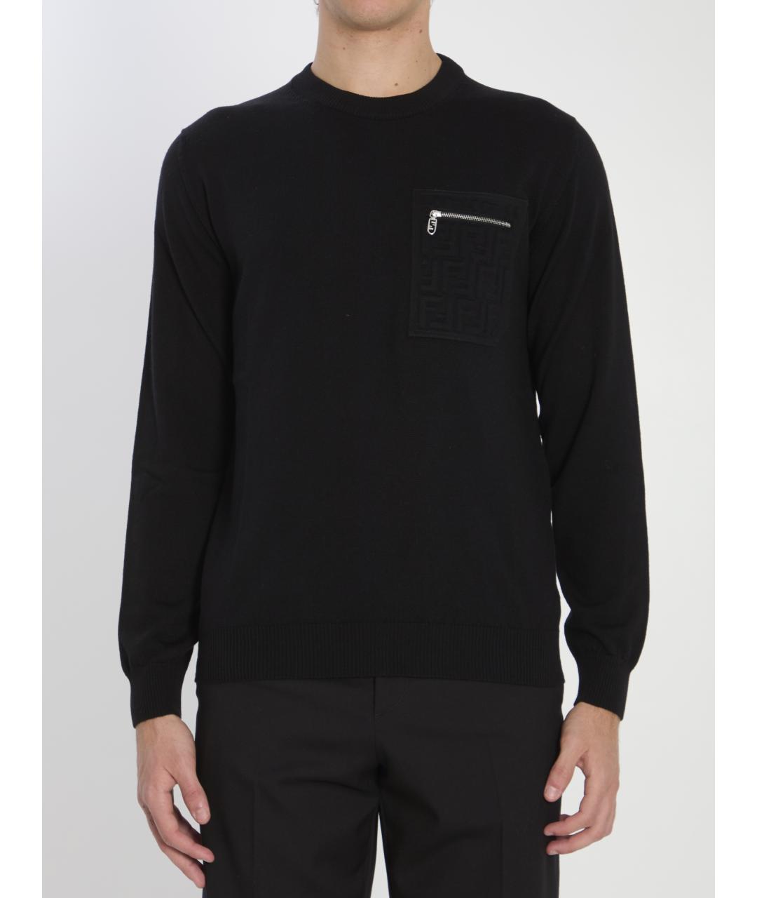 FENDI Черный шерстяной джемпер / свитер, фото 2