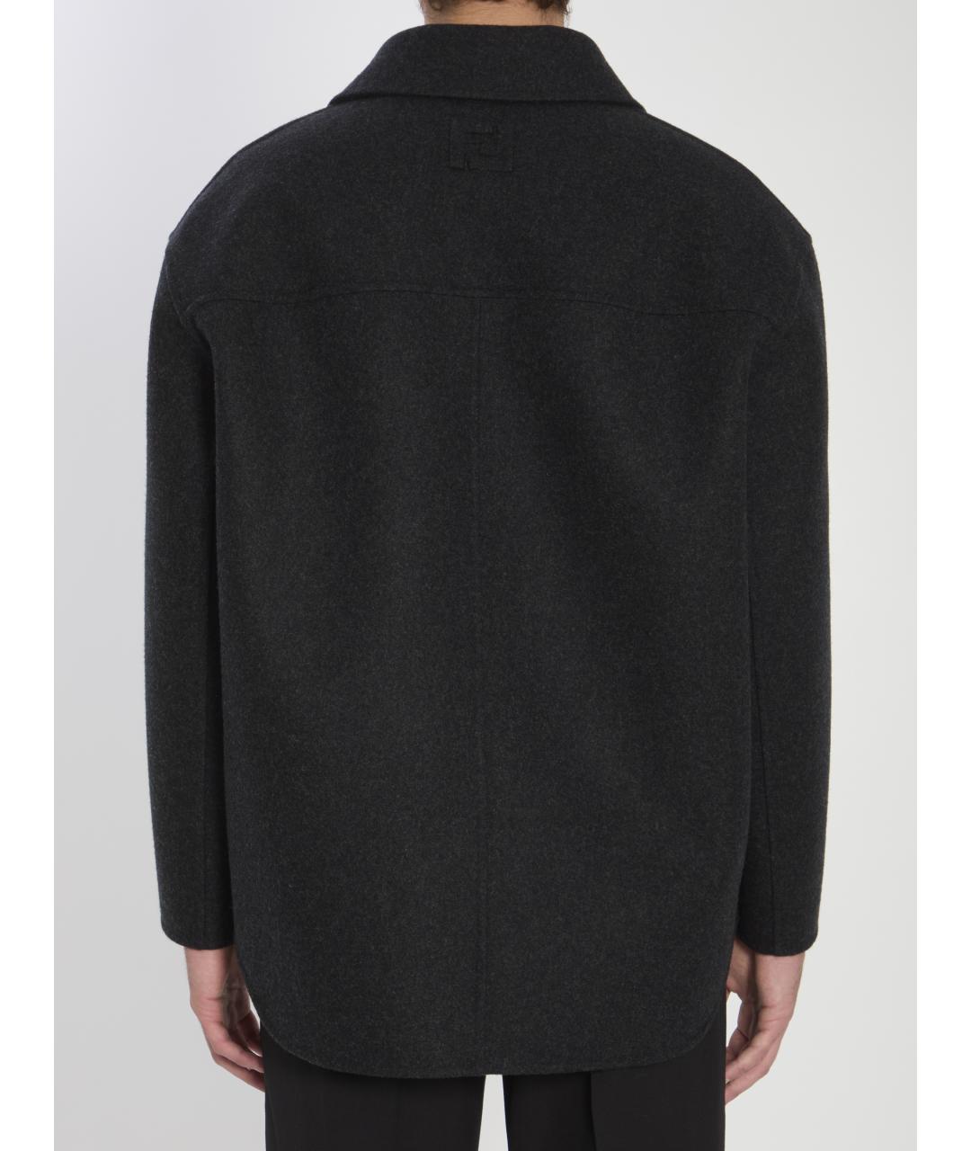 FENDI Серое шерстяное пальто, фото 5