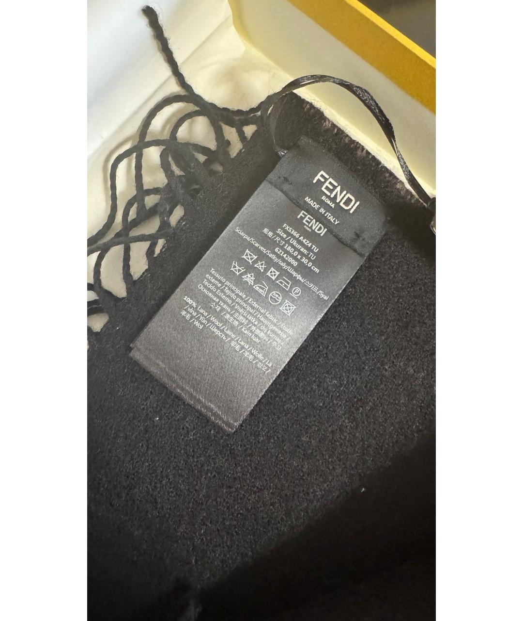 FENDI Коричневый шерстяной шарф, фото 2