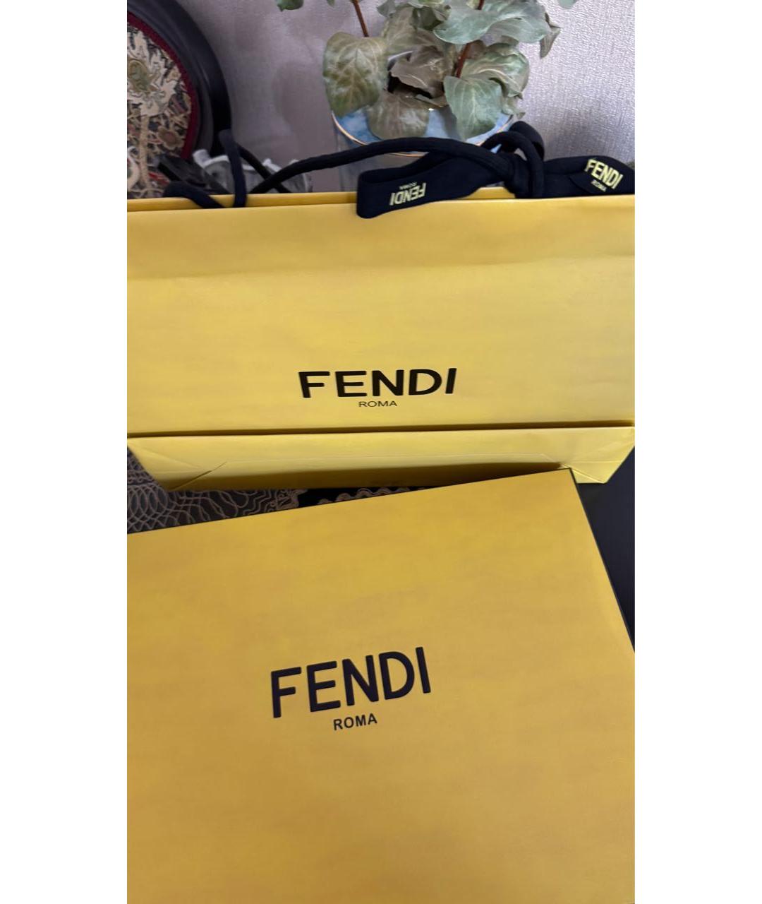 FENDI Коричневый шерстяной шарф, фото 4