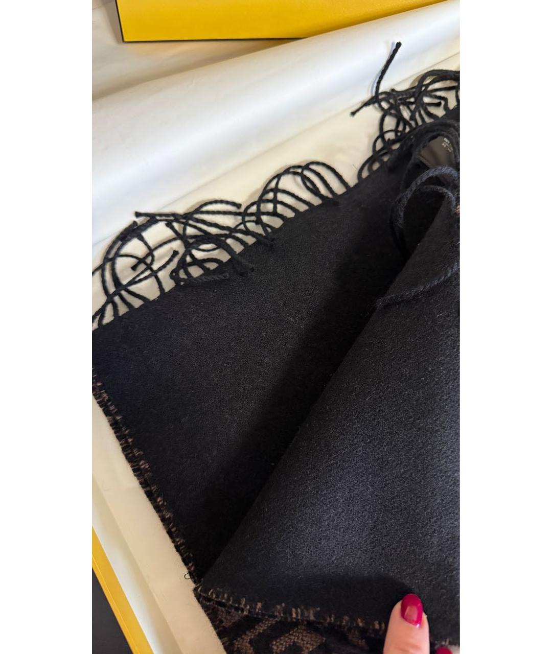 FENDI Коричневый шерстяной шарф, фото 3