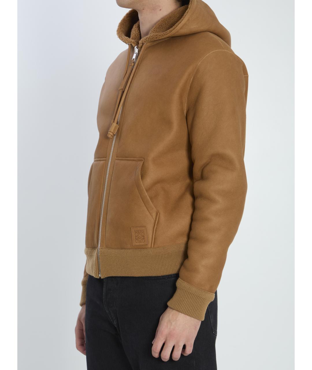 LOEWE Бежевая кожаная куртка, фото 3