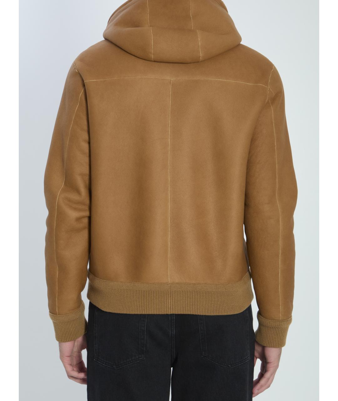 LOEWE Бежевая кожаная куртка, фото 5