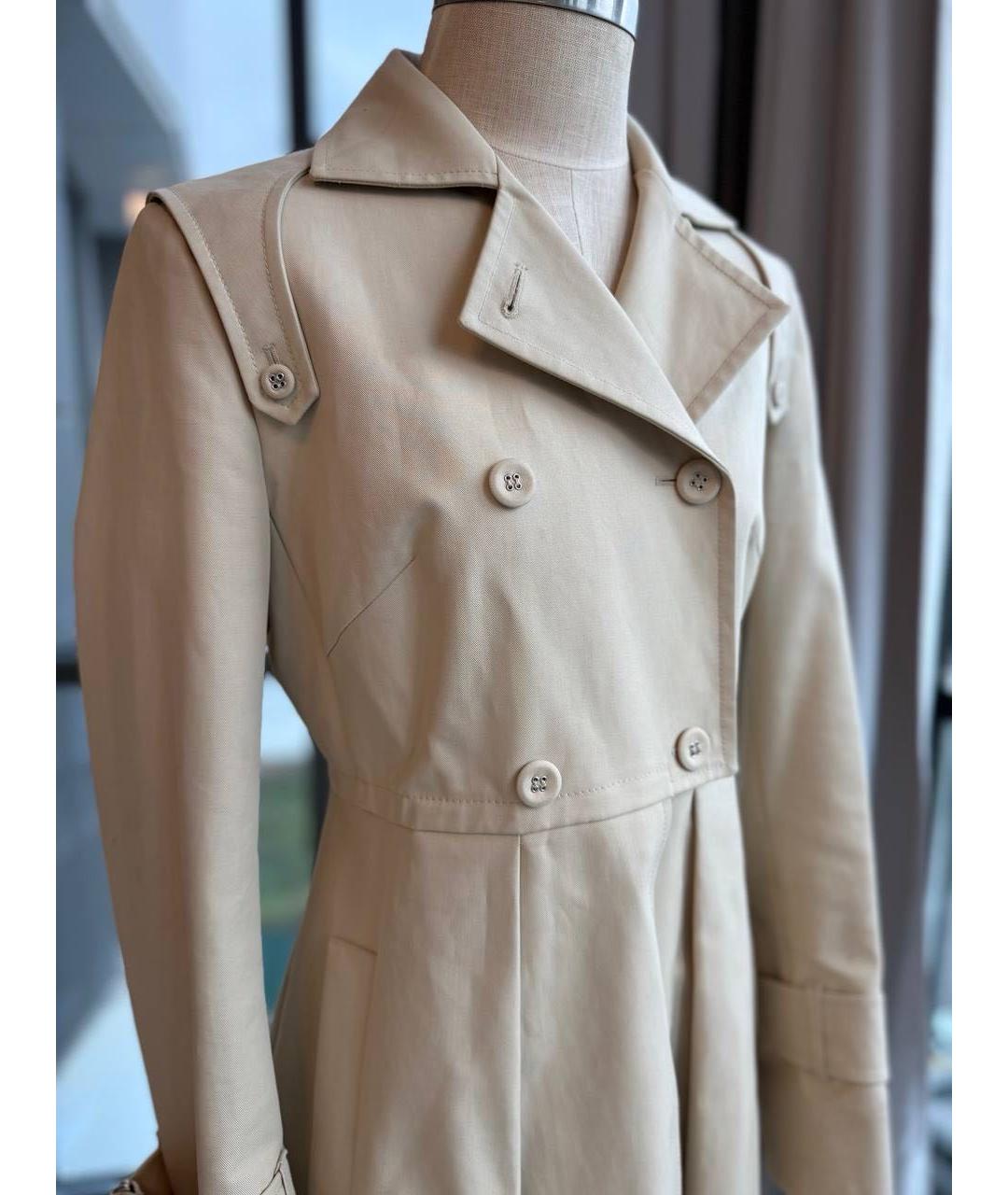 SPORTMAX Бежевый хлопковый тренч/плащ, фото 7