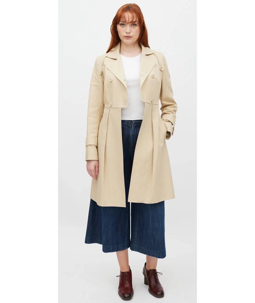 SPORTMAX Бежевый хлопковый тренч/плащ, фото 6