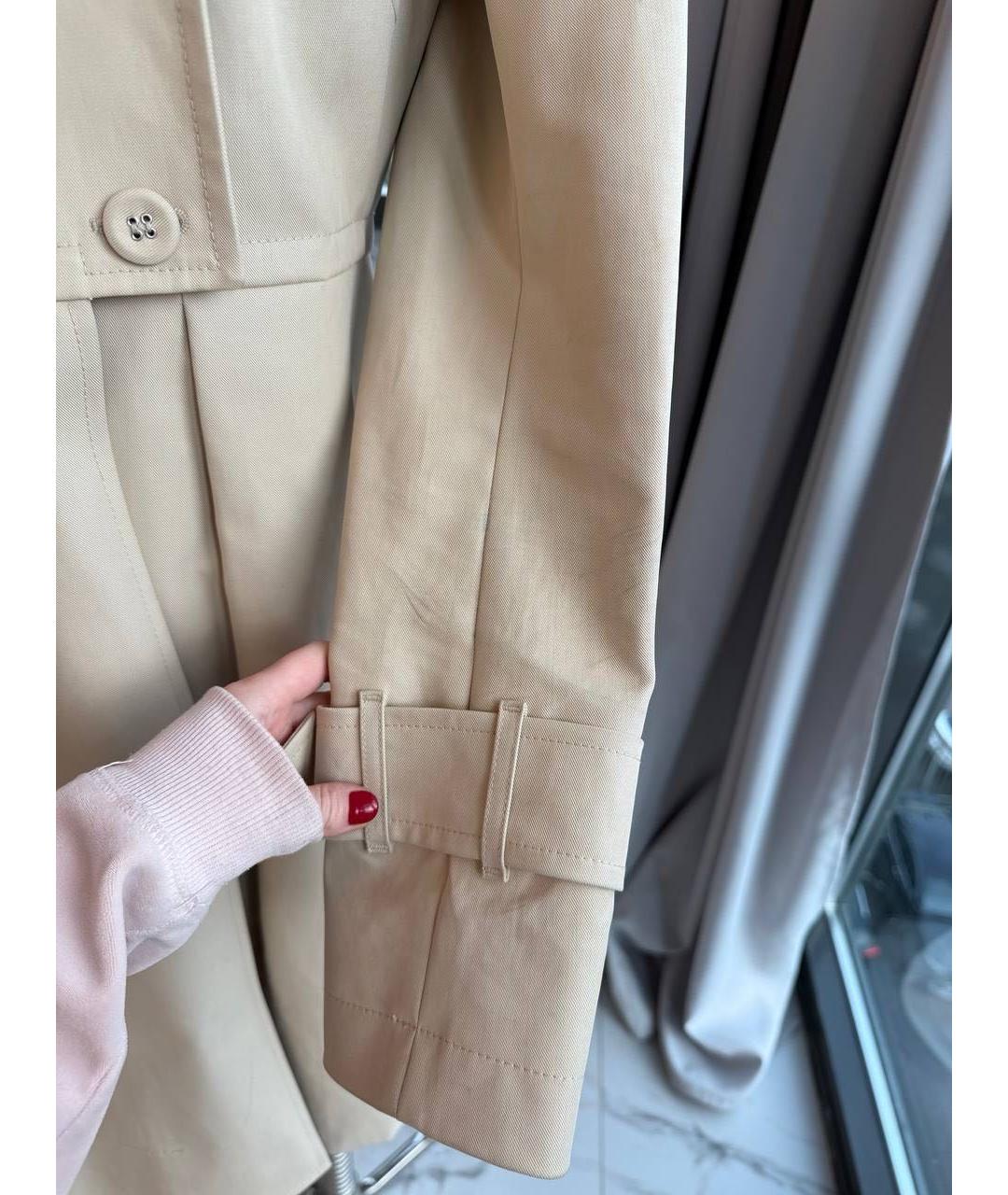 SPORTMAX Бежевый хлопковый тренч/плащ, фото 4