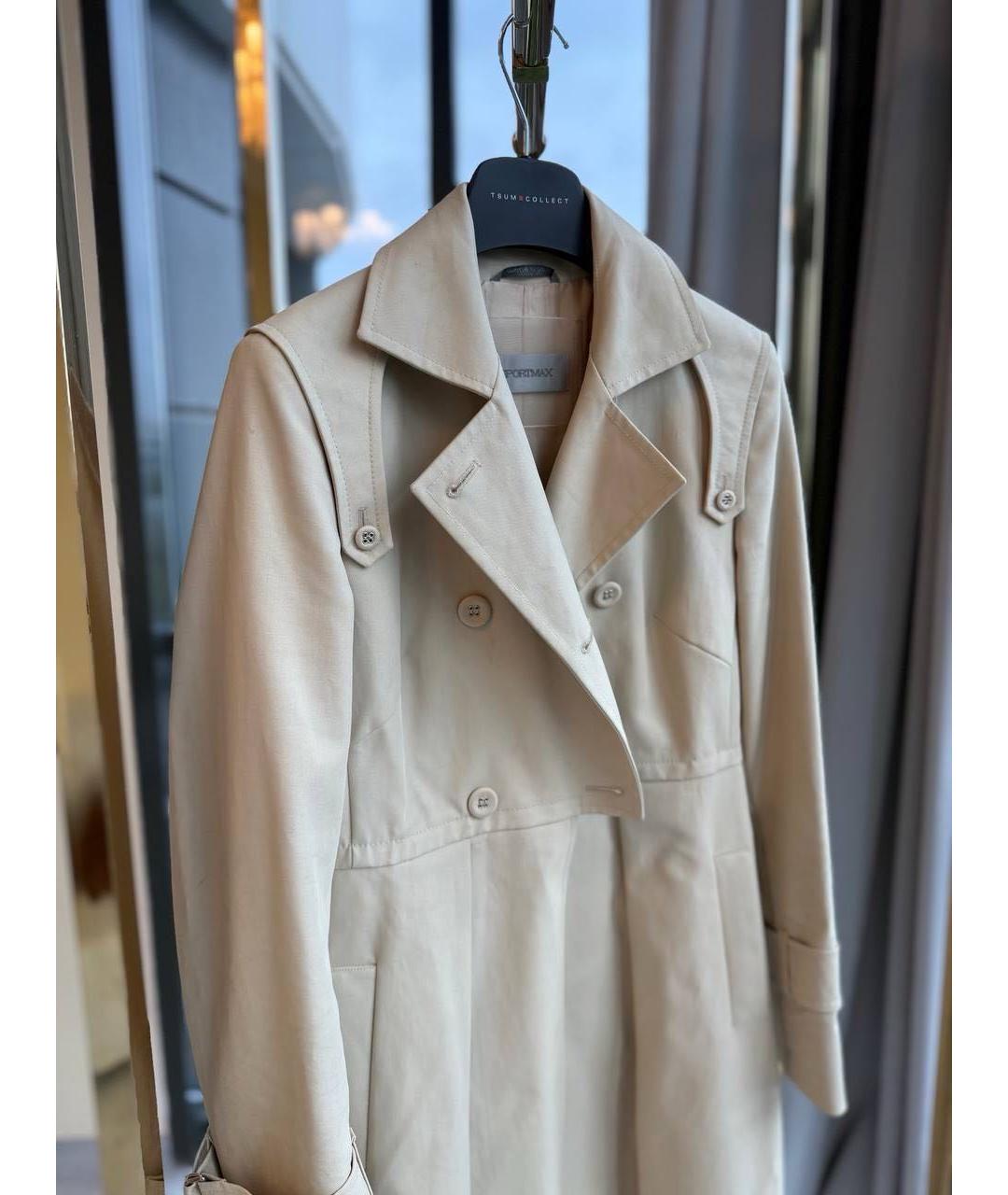 SPORTMAX Бежевый хлопковый тренч/плащ, фото 8
