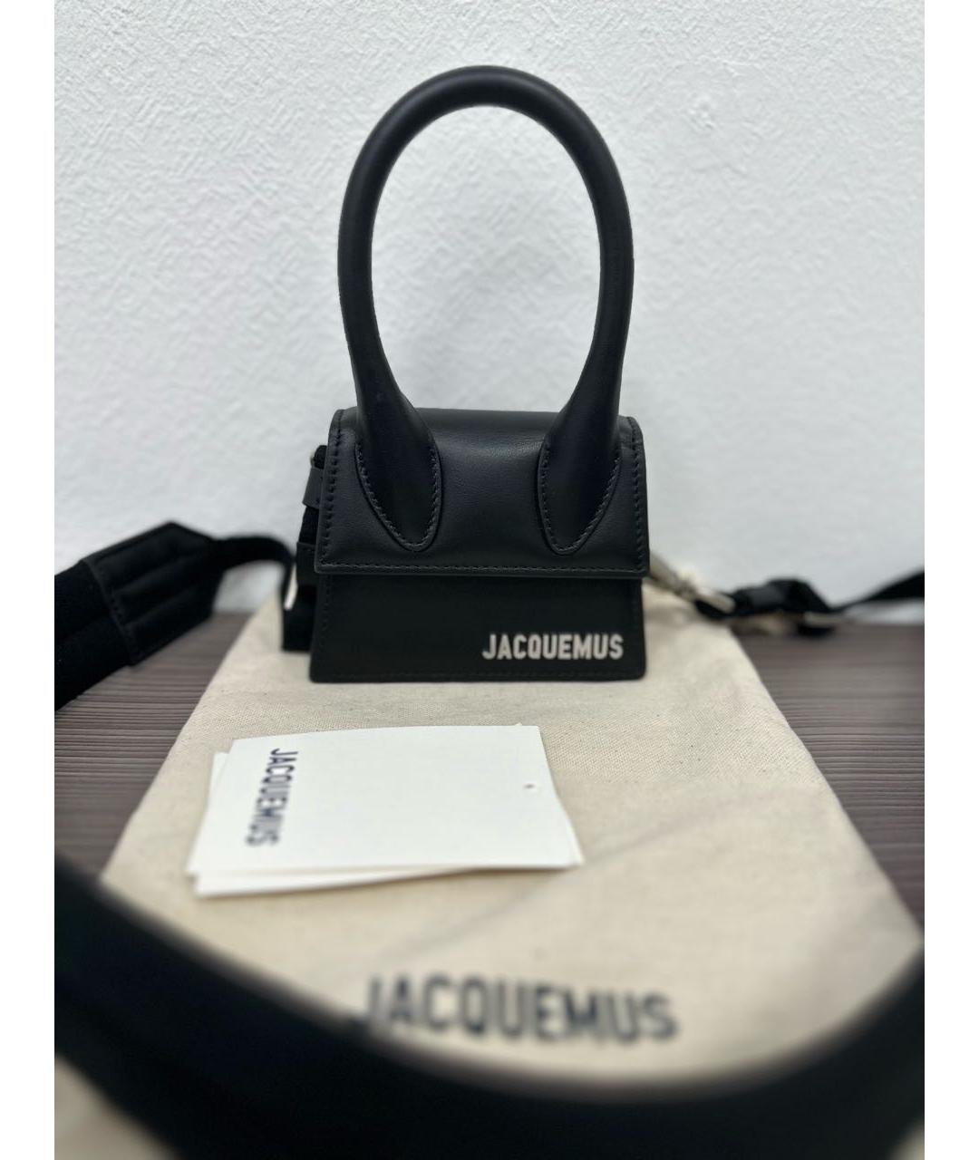 JACQUEMUS Черная кожаная сумка через плечо, фото 7