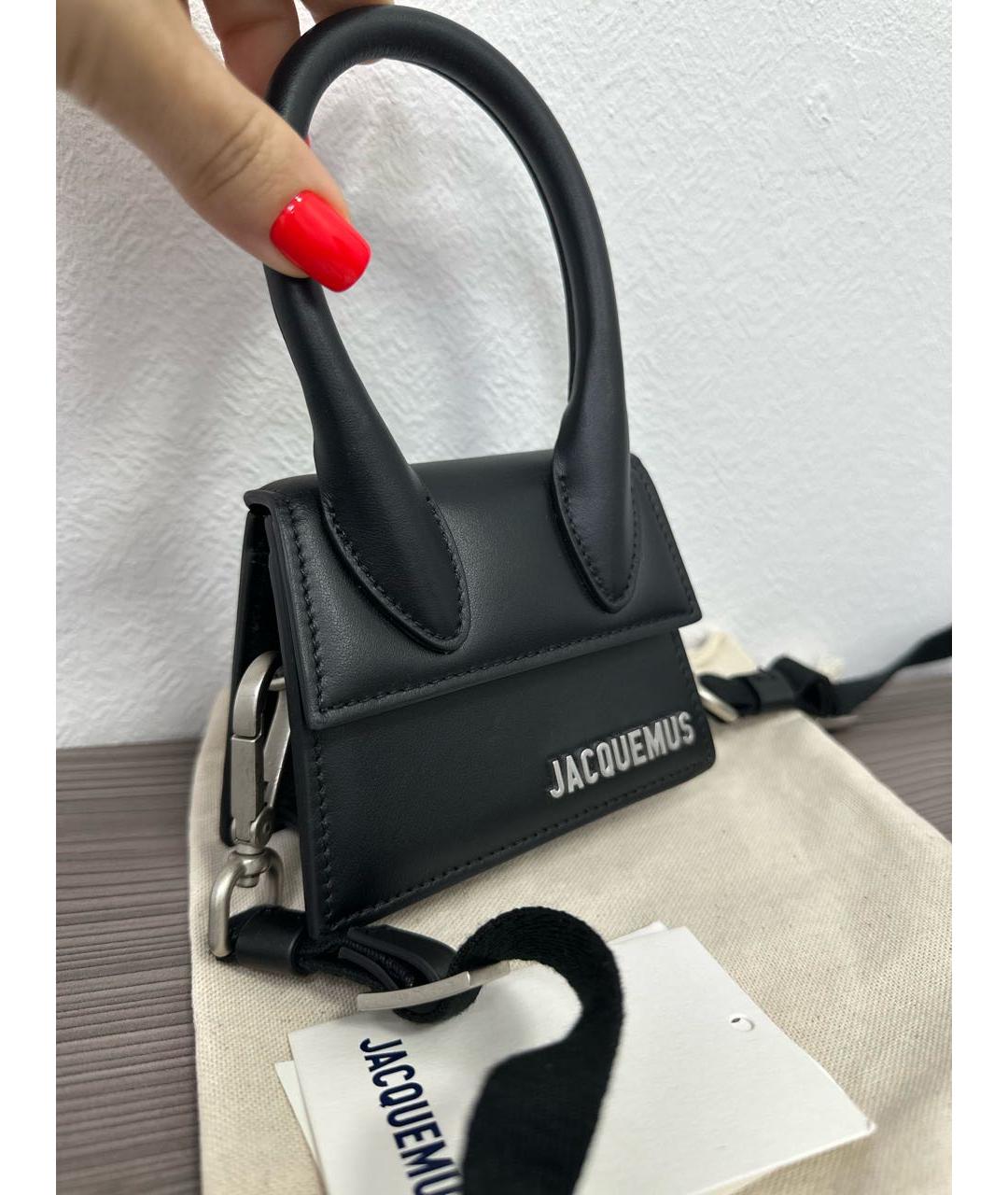 JACQUEMUS Черная кожаная сумка через плечо, фото 8