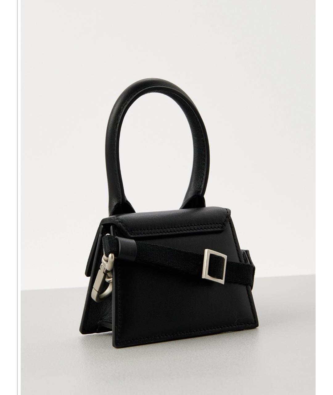 JACQUEMUS Черная кожаная сумка через плечо, фото 2