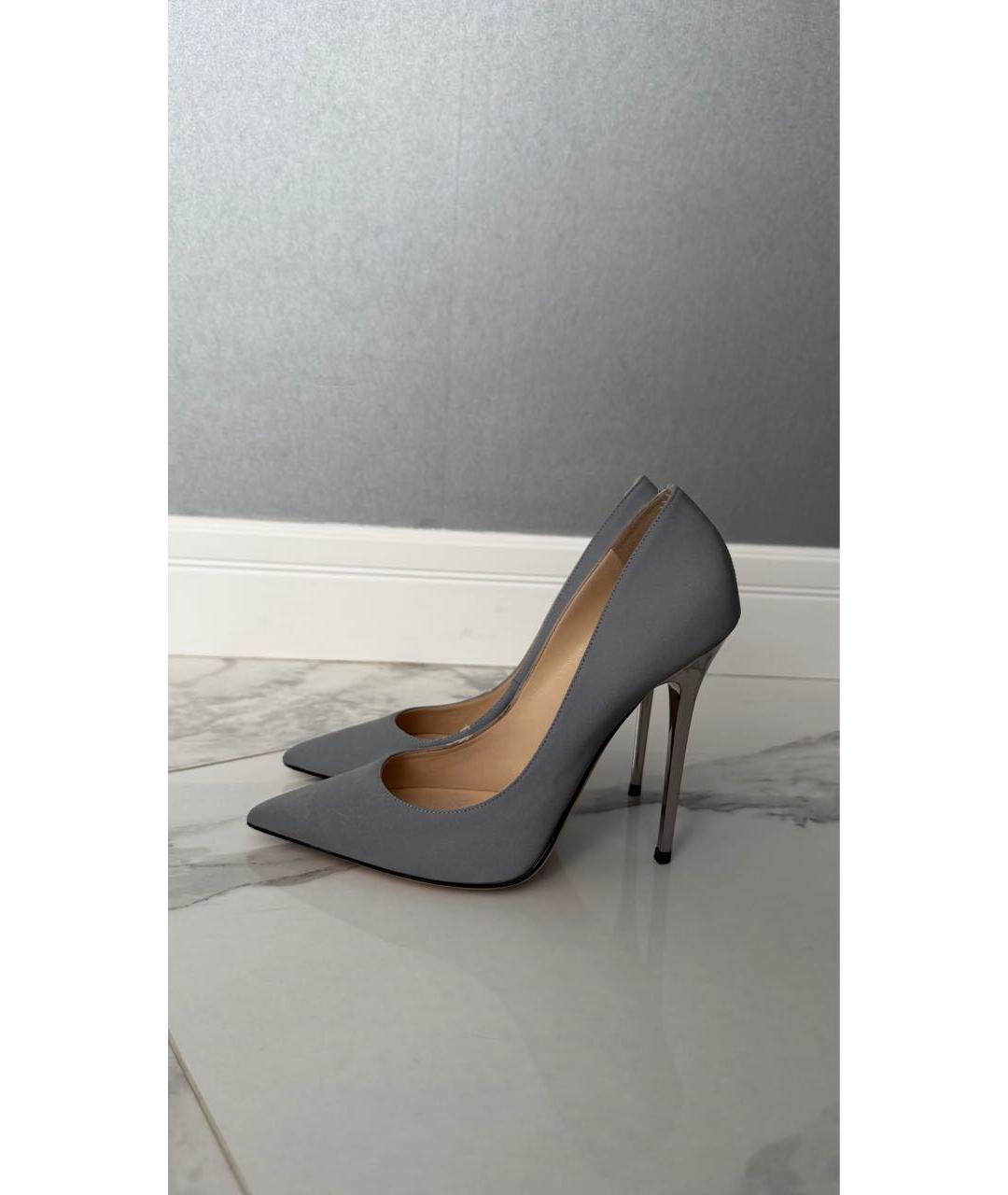 JIMMY CHOO Серебряные кожаные туфли, фото 6