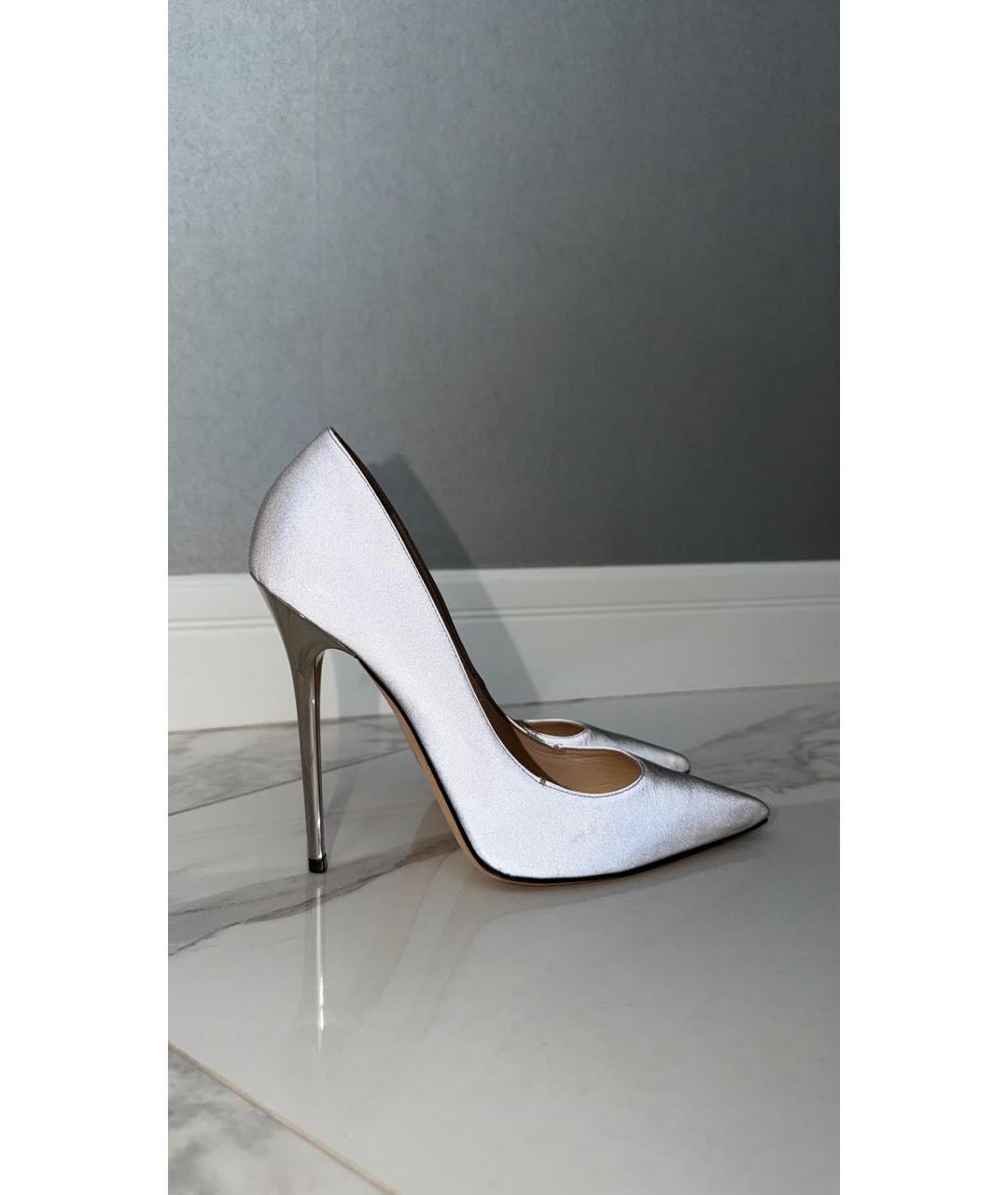 JIMMY CHOO Серебряные кожаные туфли, фото 9