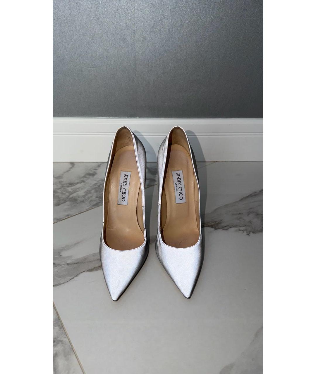 JIMMY CHOO Серебряные кожаные туфли, фото 2