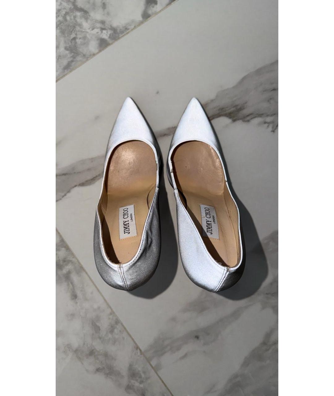 JIMMY CHOO Серебряные кожаные туфли, фото 3
