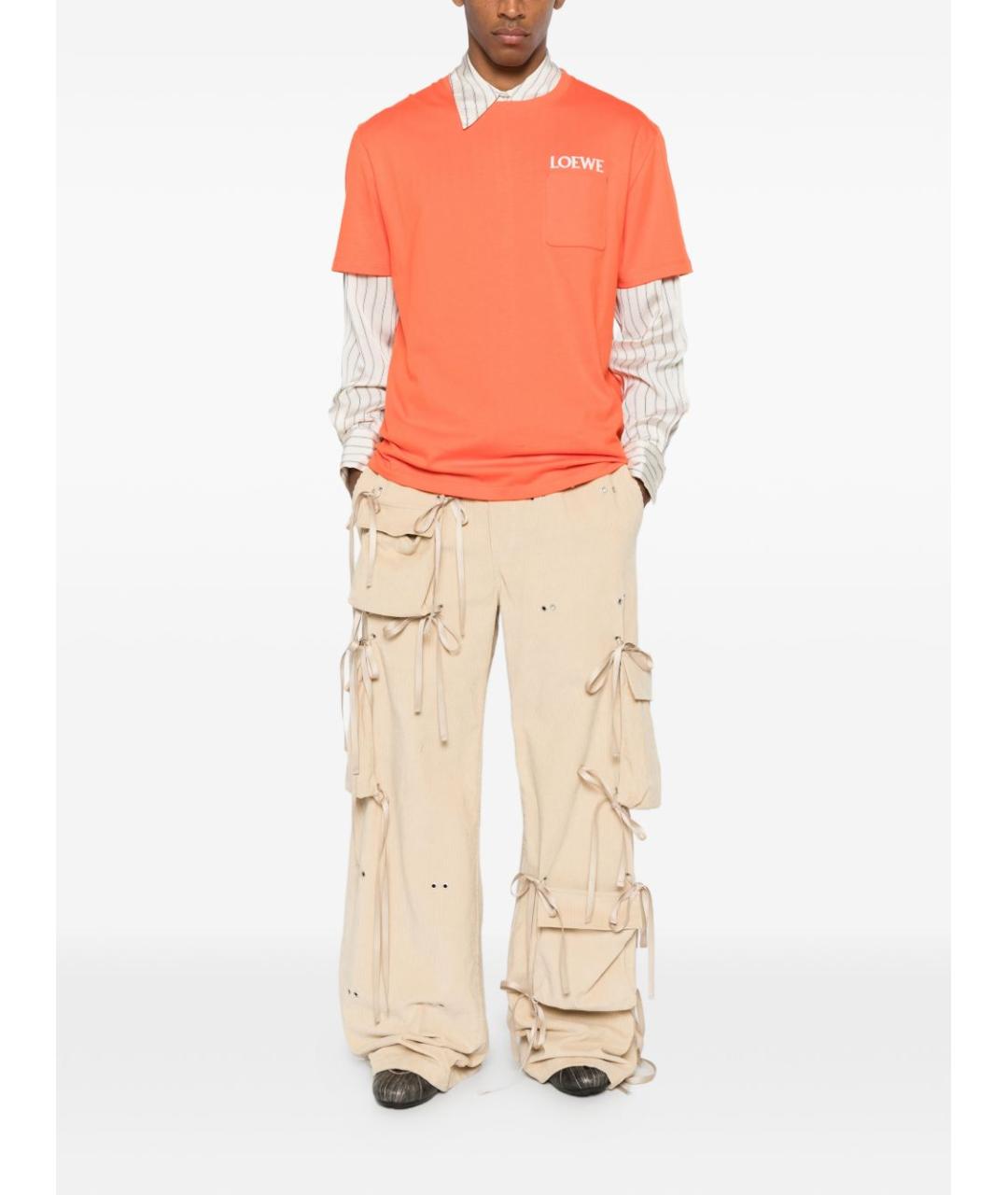 LOEWE Оранжевая хлопковая футболка, фото 4