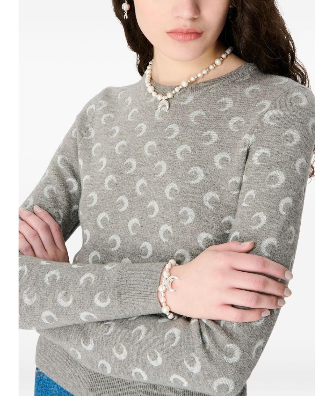 MARINE SERRE Серый шерстяной кардиган, фото 3