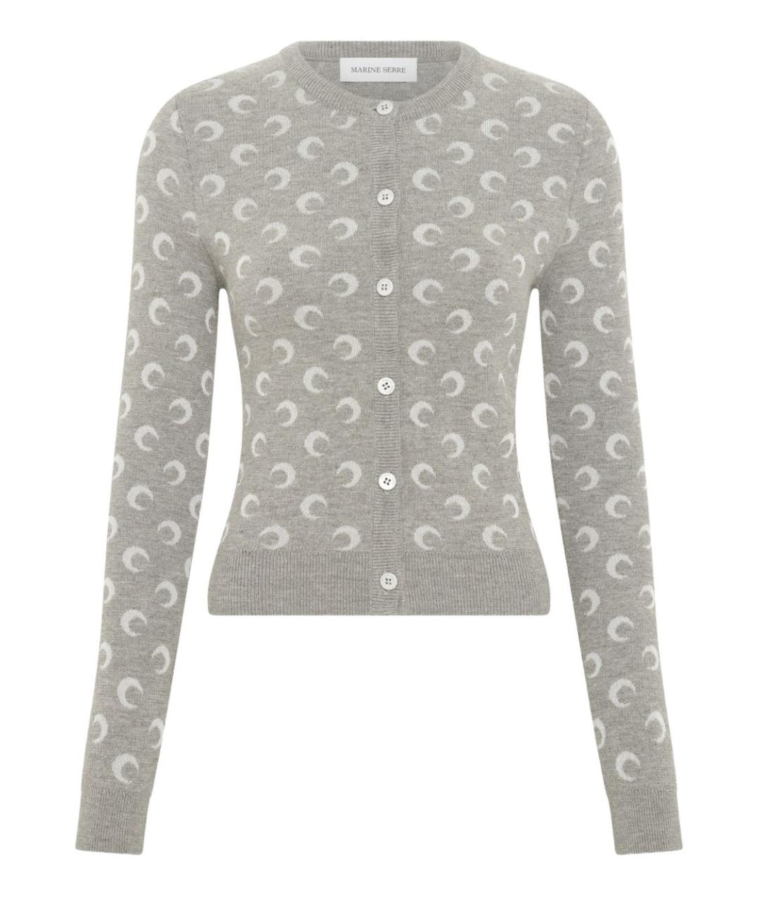 MARINE SERRE Серый шерстяной кардиган, фото 1