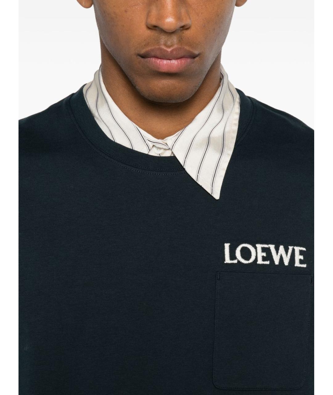 LOEWE Синяя хлопковая футболка, фото 4