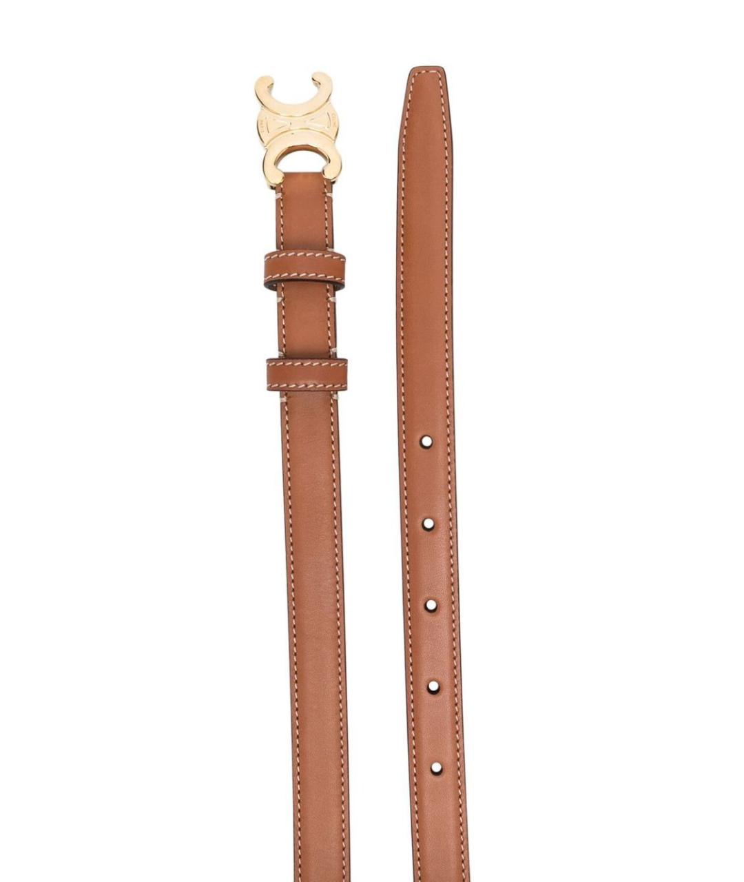 CELINE Коричневый кожаный ремень, фото 2