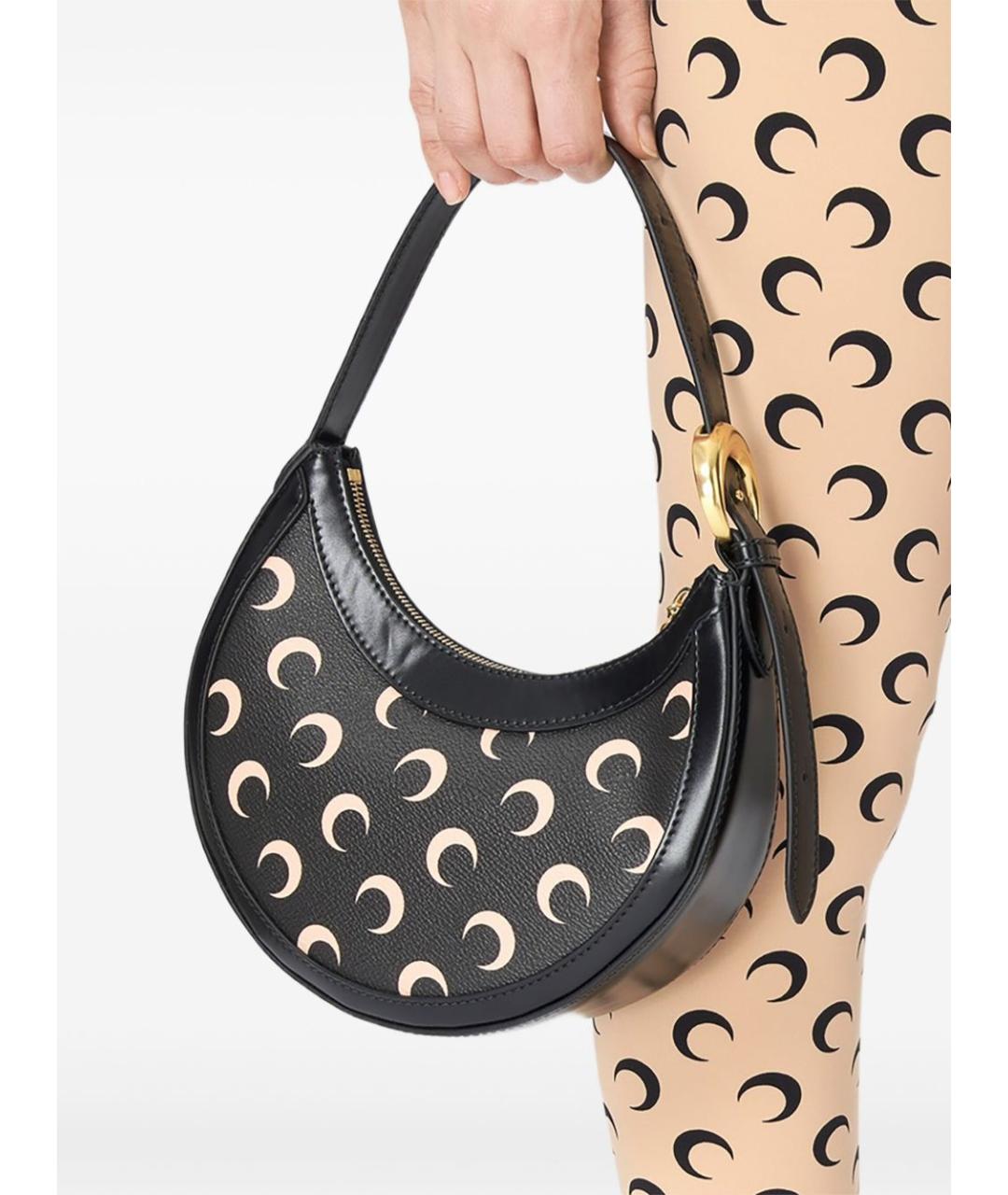 MARINE SERRE Черная сумка с короткими ручками из искусственной кожи, фото 2