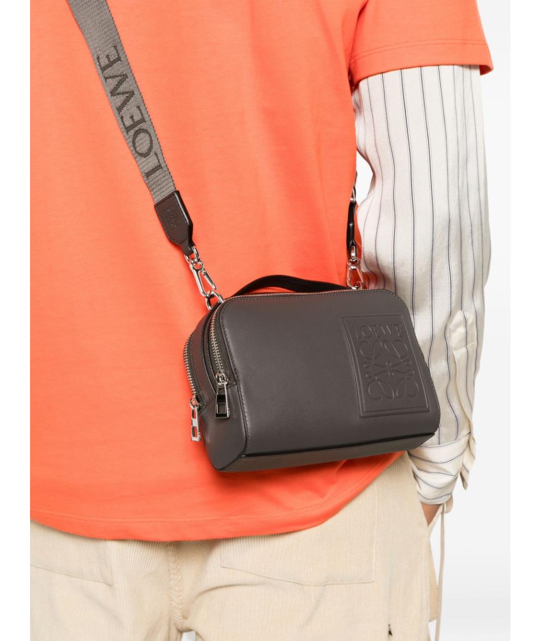 LOEWE Серая кожаная сумка на плечо, фото 2