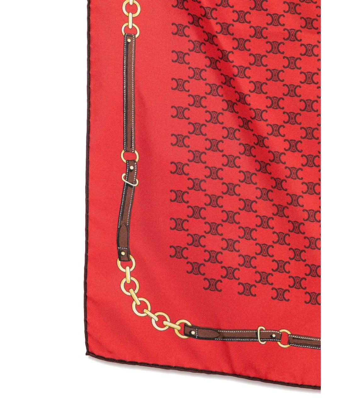 CELINE Красный шелковый шарф, фото 2