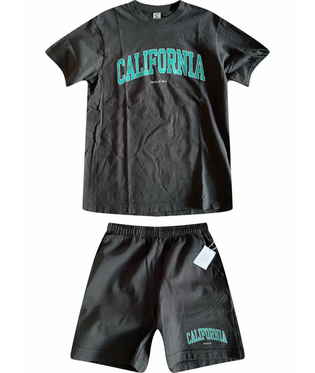 SPORTY AND RICH Антрацитовый хлопковый спортивные костюмы, фото 1